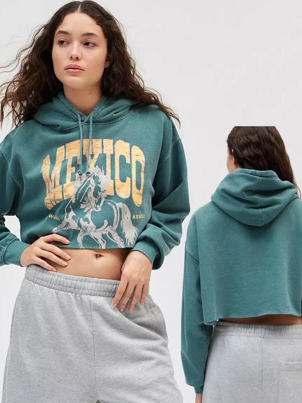 Cropped Mexico Graphic Hoodie
